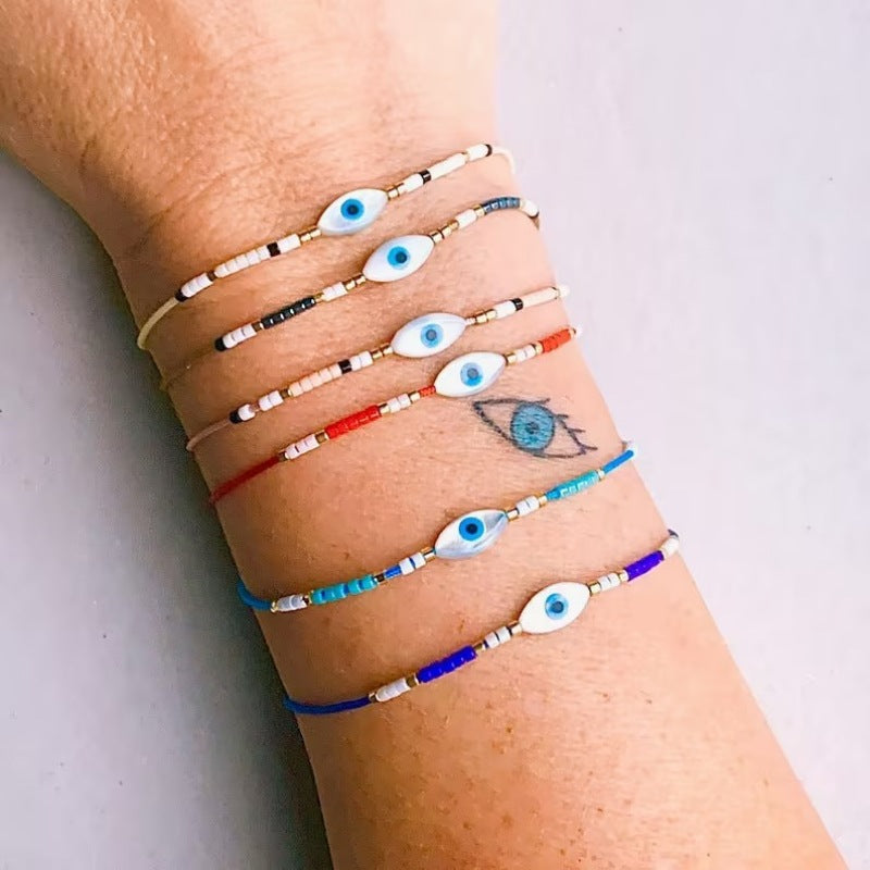 Ethnic Style Deep Sea Shell Blue Eyes Lucky Bracelets