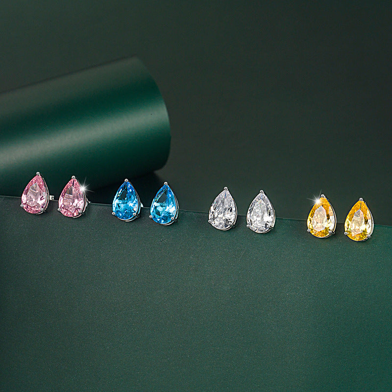 Water Drop Ear Female Colored Gems Earrings