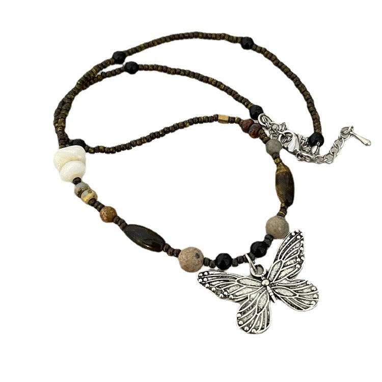 Style Natural Stone Beaded Butterfly For Necklaces