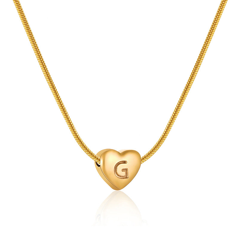 Stainless Steel Heart-shaped Letter Pendant Female Fashion Necklaces