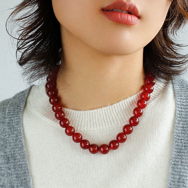 Agate Round Beads Female Personality Trend Necklaces