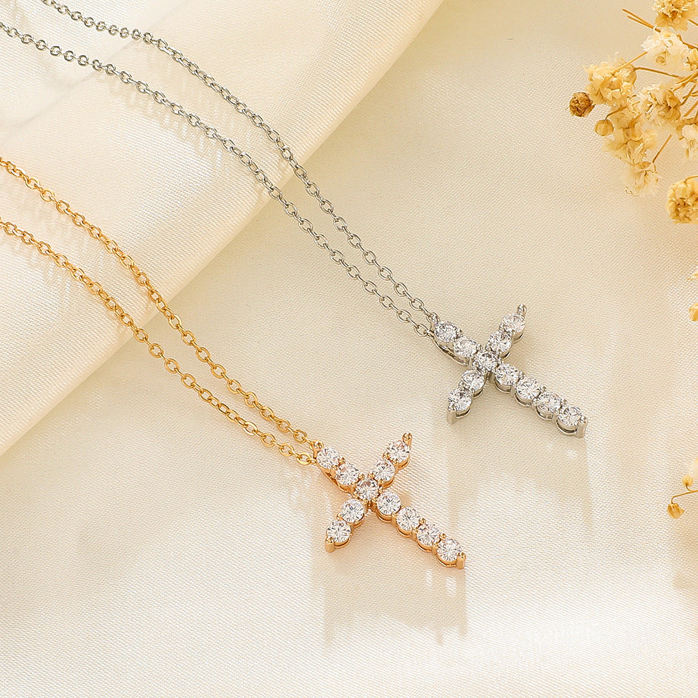 Diamond Cross Female Creative Design Geometric Necklaces