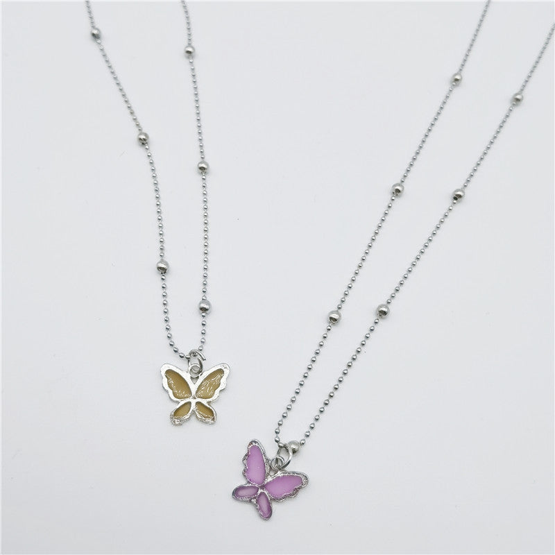 Women's Trendy Transparent Butterfly Simple Personality Clavicle Necklaces