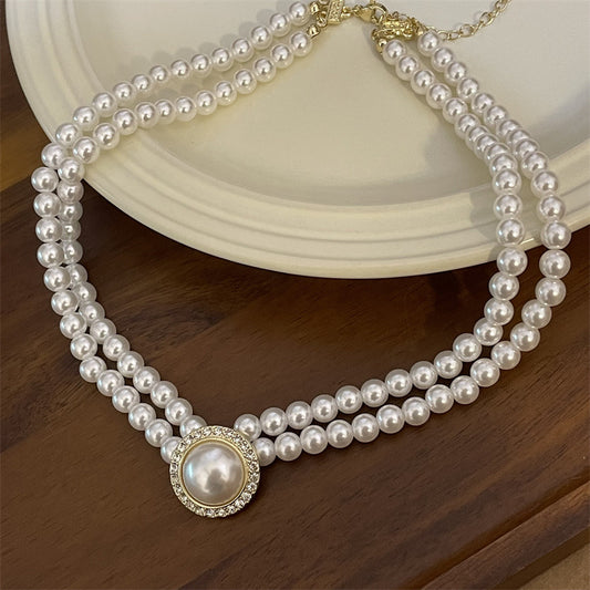 Women's Fashion Simple Double Layer Imitation Pearl Temperament Necklaces