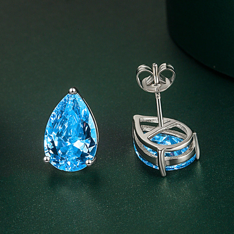 Water Drop Ear Female Colored Gems Earrings