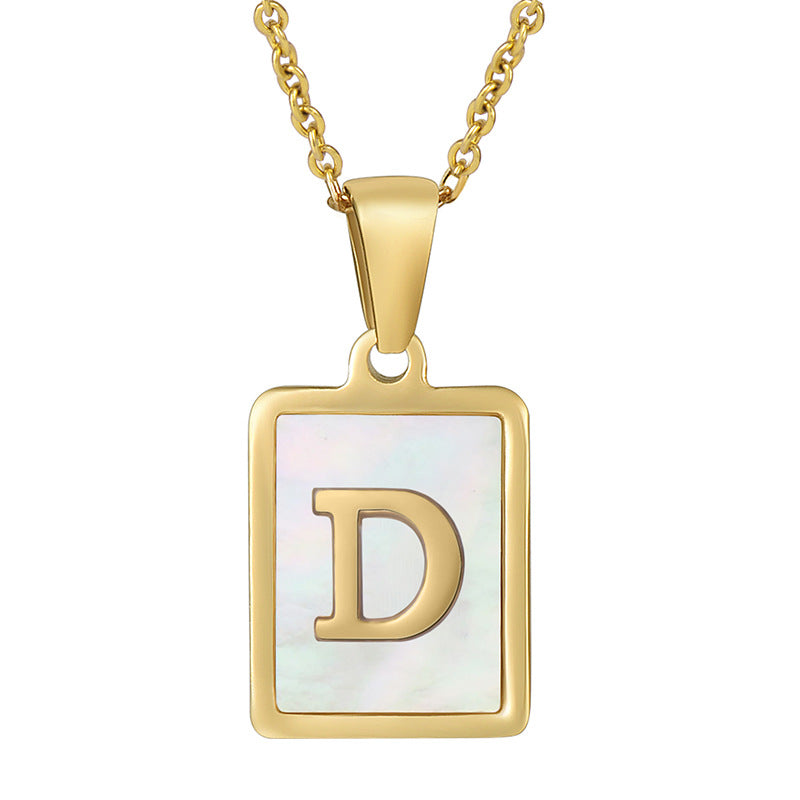 Steel Shell Letter Female Square Titanium Necklaces