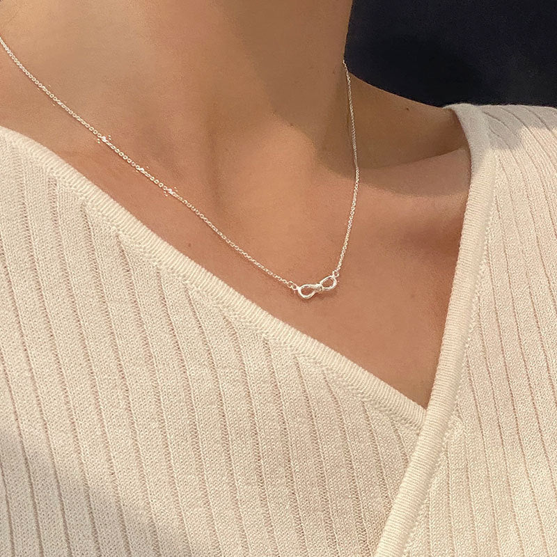 Petits colliers en argent Sterling Sier pour femmes, chaîne de clavicule infinie