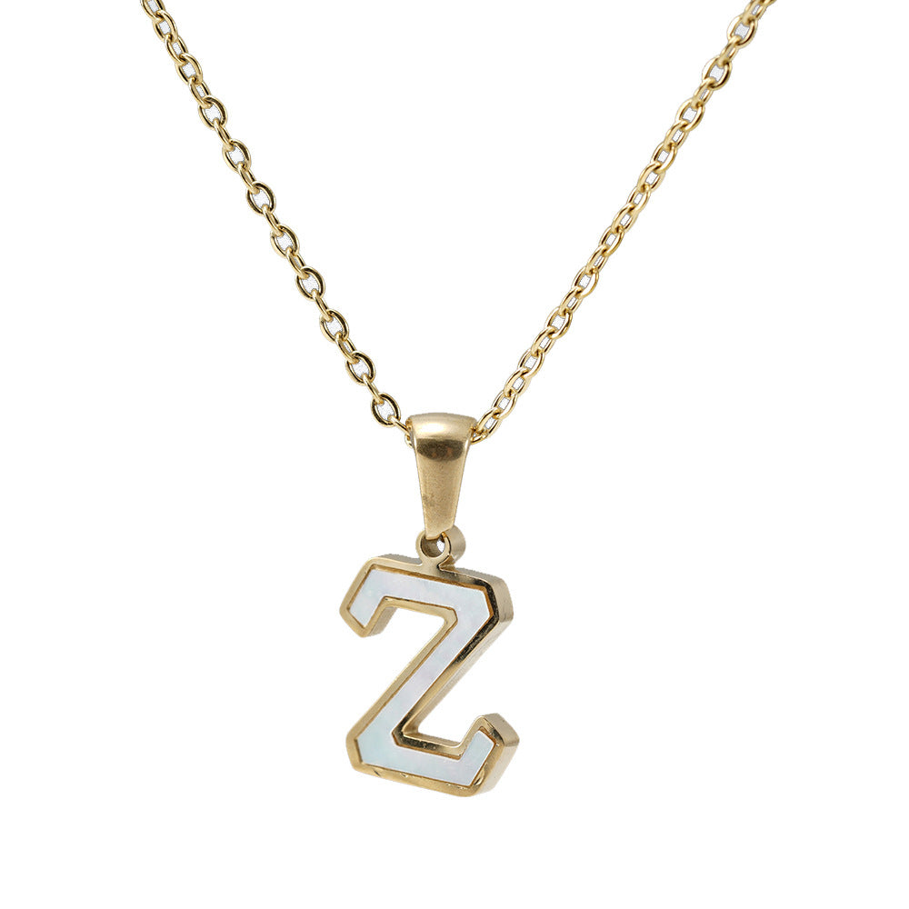 Women's Gold Shell Stainless Steel Letter Pendant Titanium Necklaces