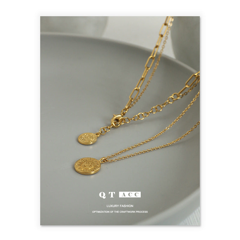 Gold-plated Trendy Tag Twin Style Chain Necklaces