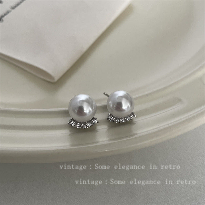 Sense Zircon Pearl Female Small And Personalized Earrings