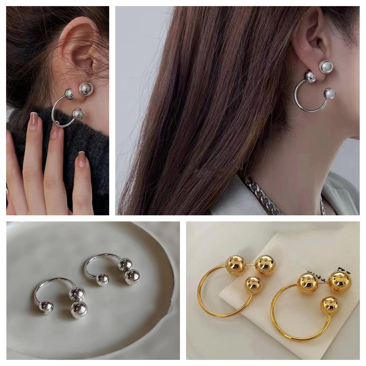 Retro Fashion U-shaped Round Beads Geometric Refined Grace Earrings