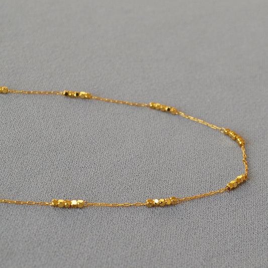 Shiny Chamfered Square Beads Brass Gold-plated Texture Necklaces