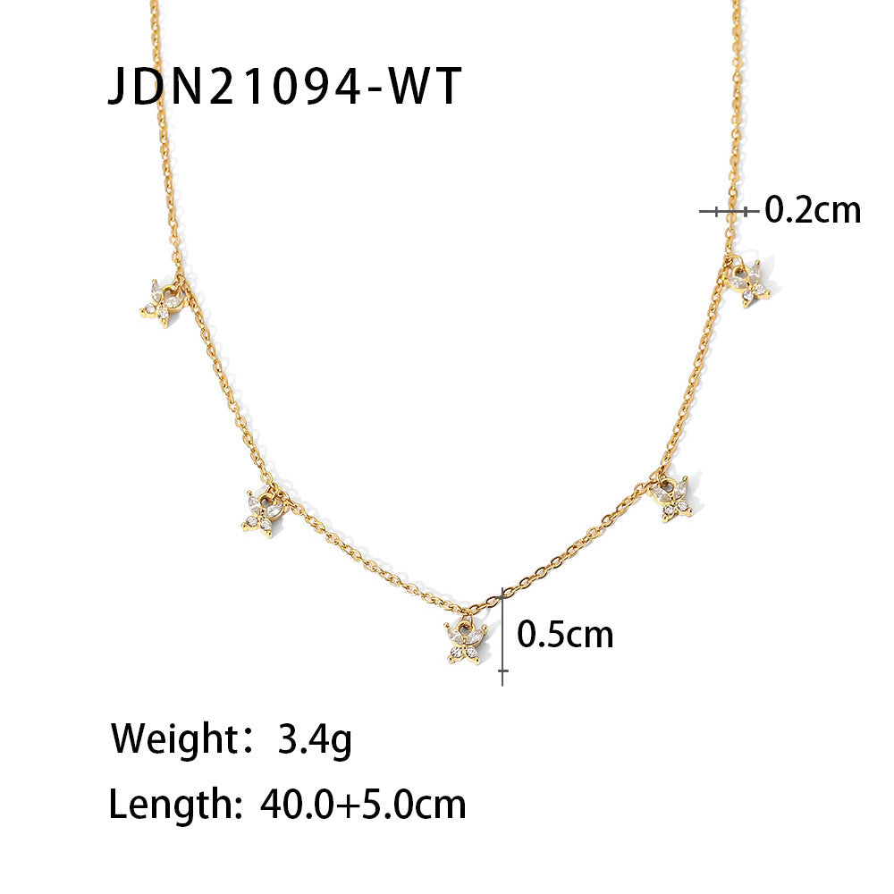 Women's Titanium Steel Gold Stainless Inlaid Zircon Necklaces