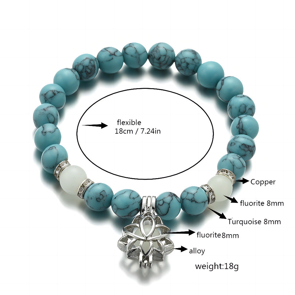 Turquoise Bead Yoga Energy Luminous Lotus Bracelets