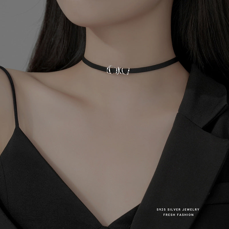 Chain Female Neck Band Black Leather Necklaces