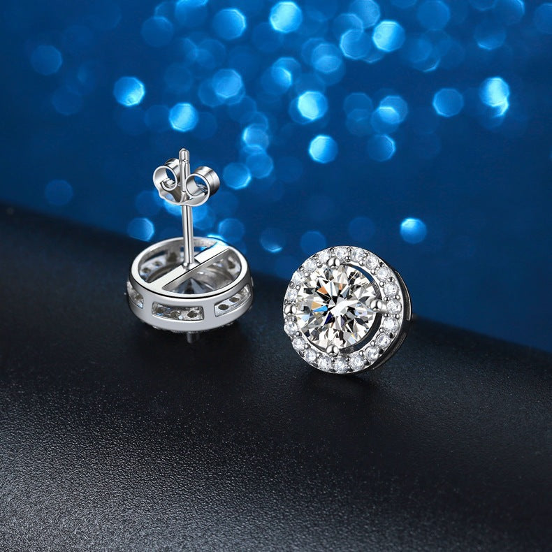 Women's Gift Micro Inlaid Zirconium Princess Round Earrings