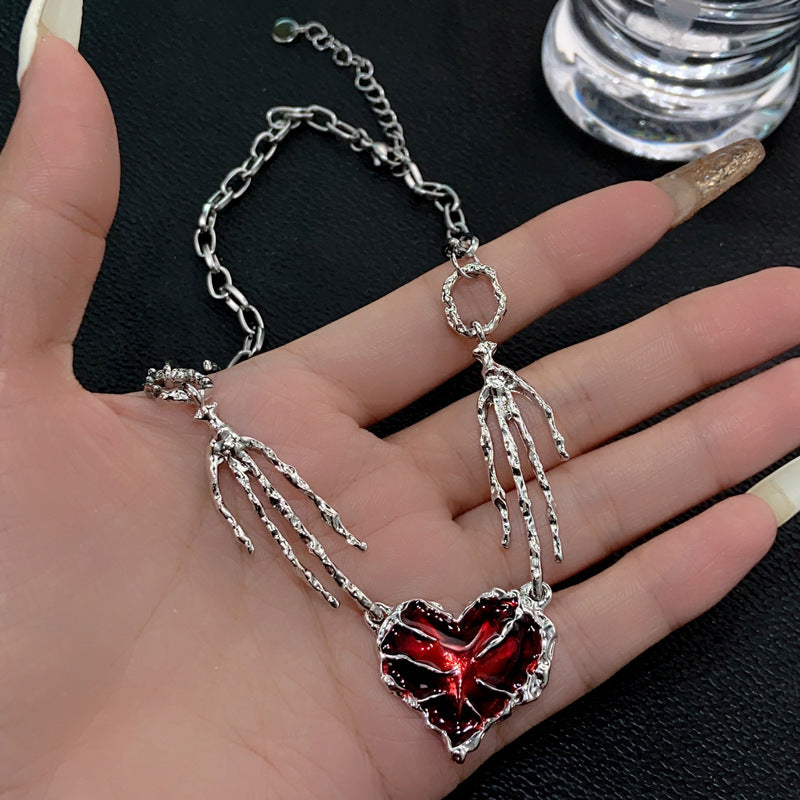 Women's Dark Red Love Pendant Ghost Claw For Necklaces