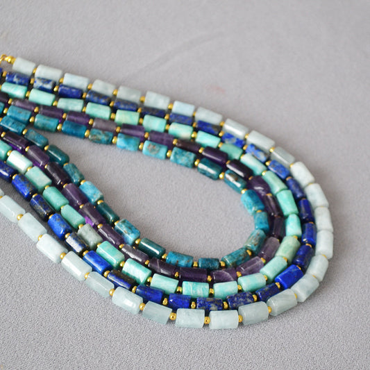 Colliers de perles d'espacement en or cylindrique Vintage artistique pour femmes