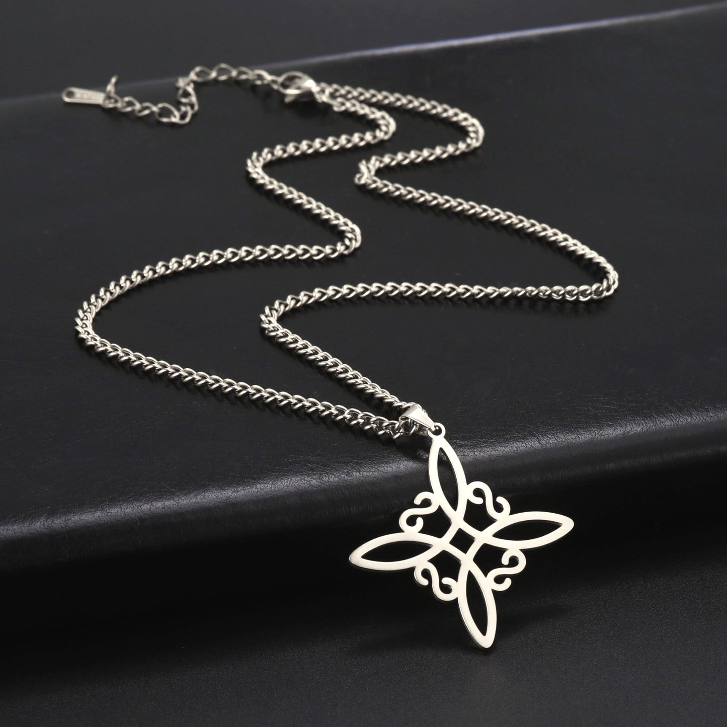 Ornament Simple Stainless Steel Square Celtic Necklaces