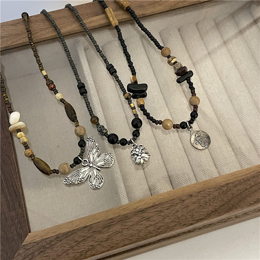 Style Natural Stone Beaded Butterfly For Necklaces