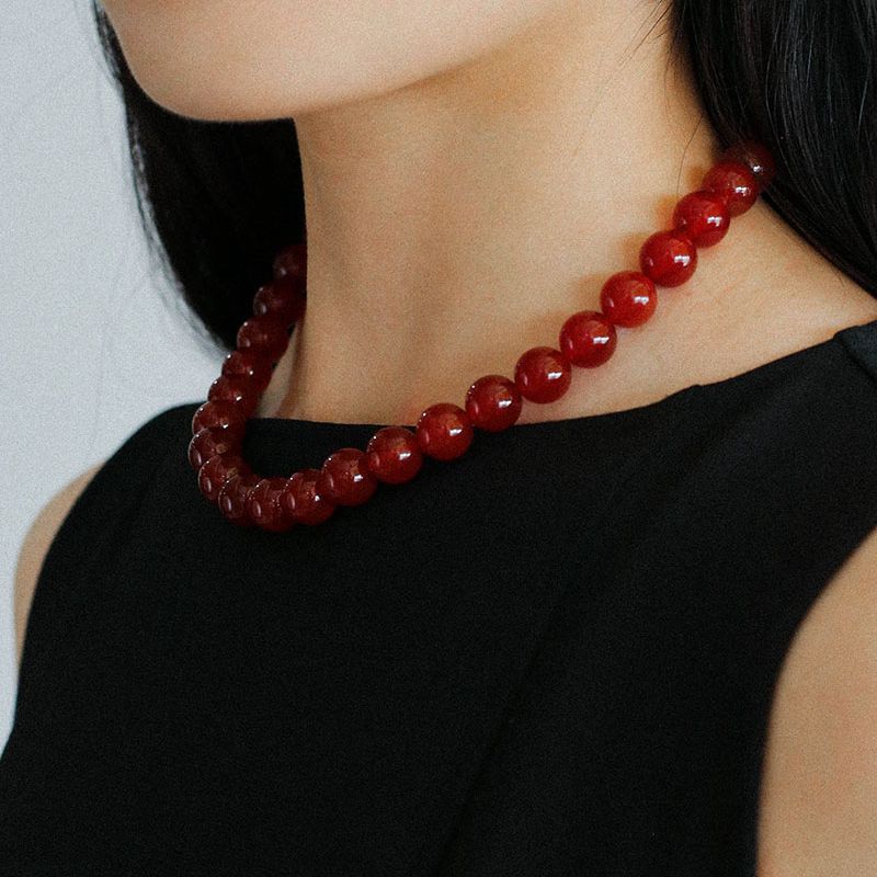 Agate Round Beads Female Personality Trend Necklaces