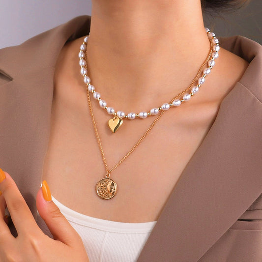 Round Alloy Sun Pendant Shaped Imitation Necklaces