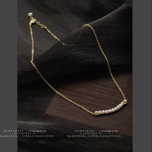 Gold-plated Freshwater Pearl Beautiful Simple Female Necklaces