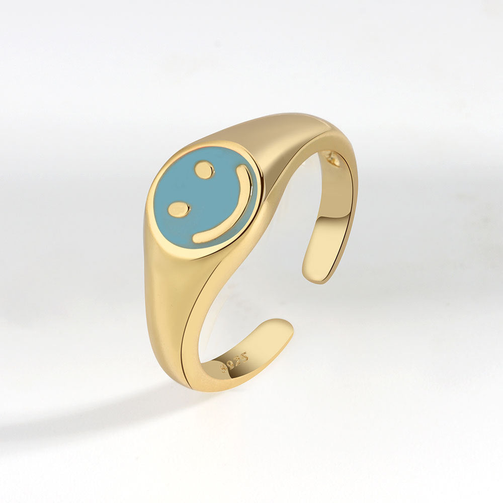 Personalized Simple Cute Smiley Face Expression Fashion Rings