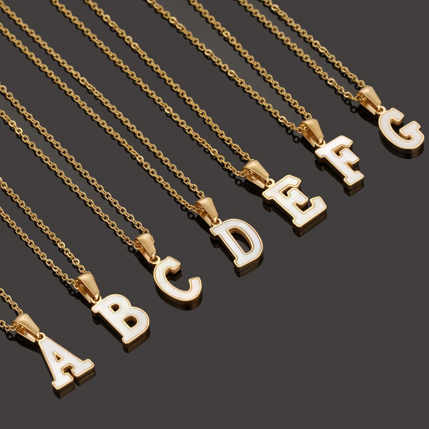 Women's Gold Shell Stainless Steel Letter Pendant Titanium Necklaces