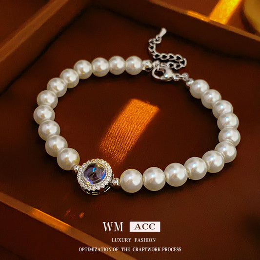 Zircon Round Glass Pearl Light Luxury Bracelets