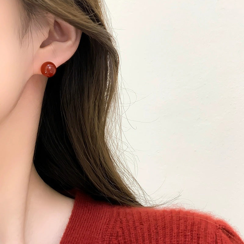 Women's Minority Red Agate Ear Elegant High-grade Earrings
