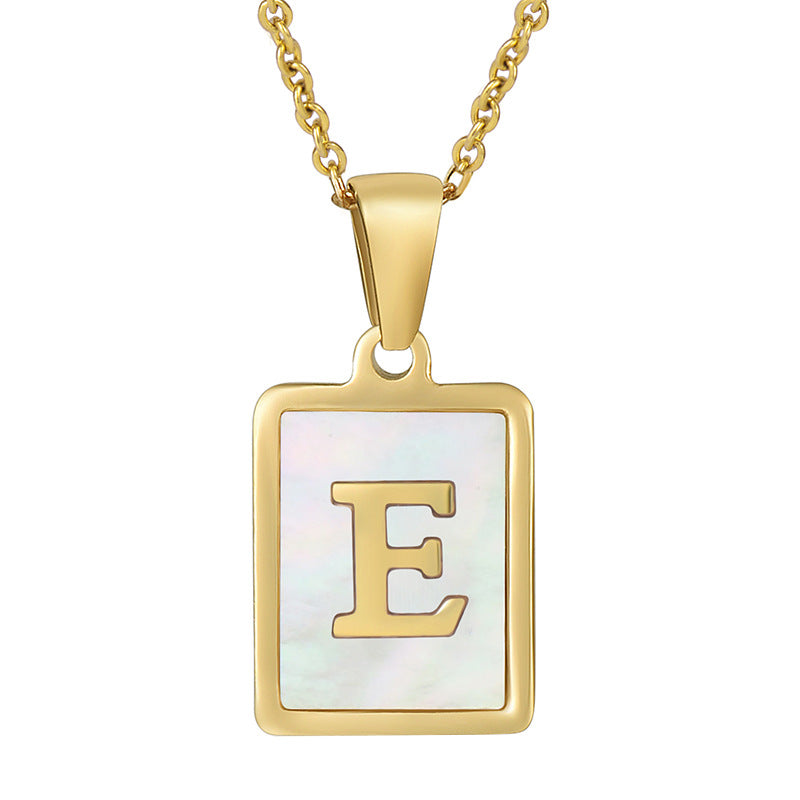 Steel Shell Letter Female Square Titanium Necklaces