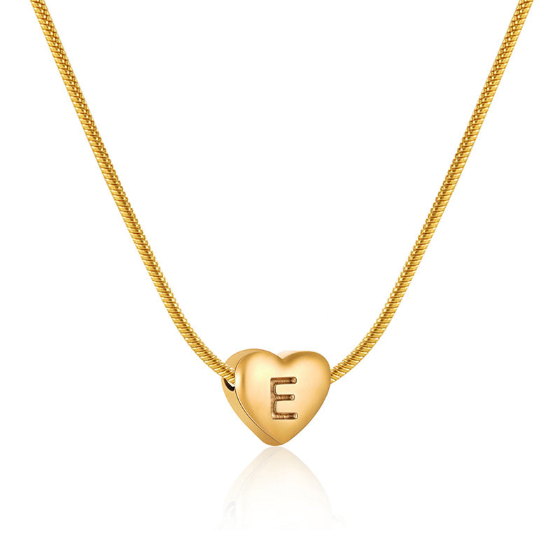 Stainless Steel Heart-shaped Letter Pendant Female Fashion Necklaces