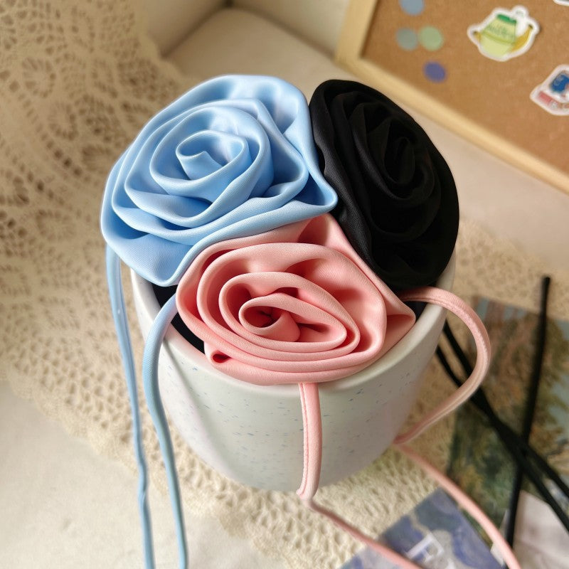 Classy Satin Neck Flower Three-dimensional Rose Necklaces