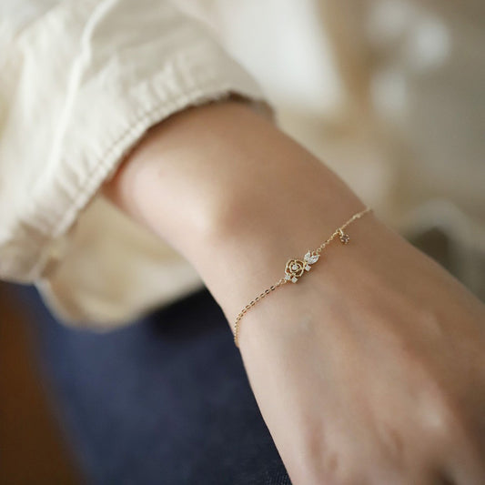 Bracelets femme en argent sterling plaqué or forme fleur de lune