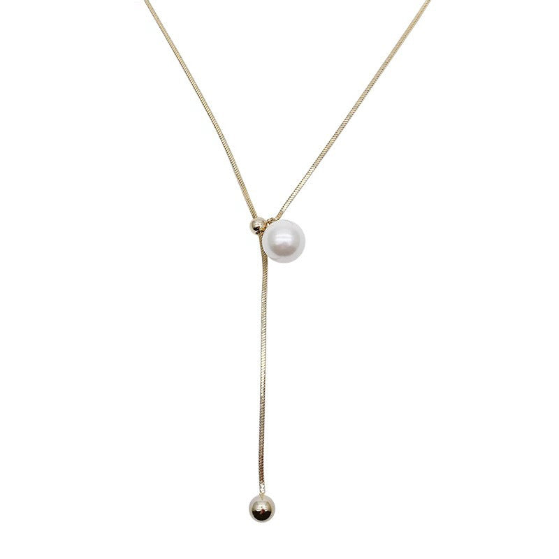 Women's Pull-out Long Pearl For Niche Design French Retro Personality Necklaces