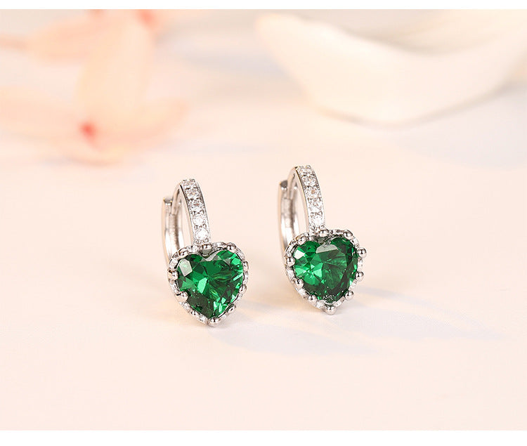Women's Korean Style Stylish Colored Diamond Heart-shaped Rings