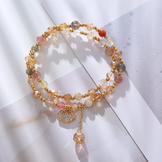 Bracelets de mode nationale féminine en cristal de cheveux colorés naturels
