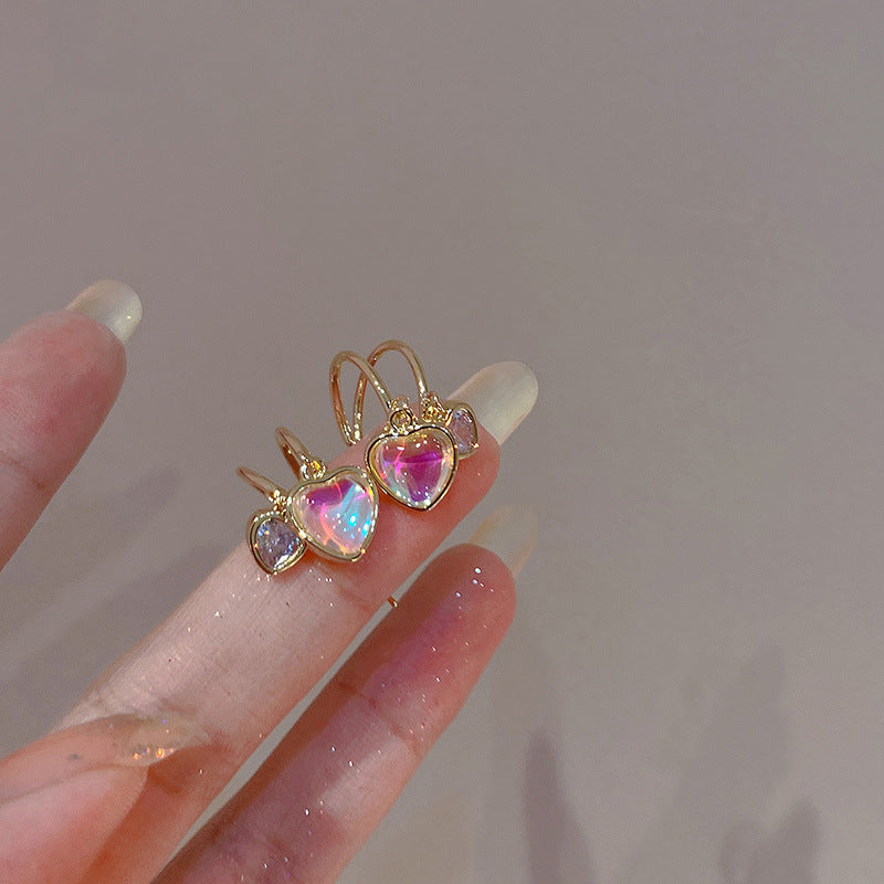 Women's Colorful Love Heart Ear Clip Mosquito Coil Heart-shaped Earrings