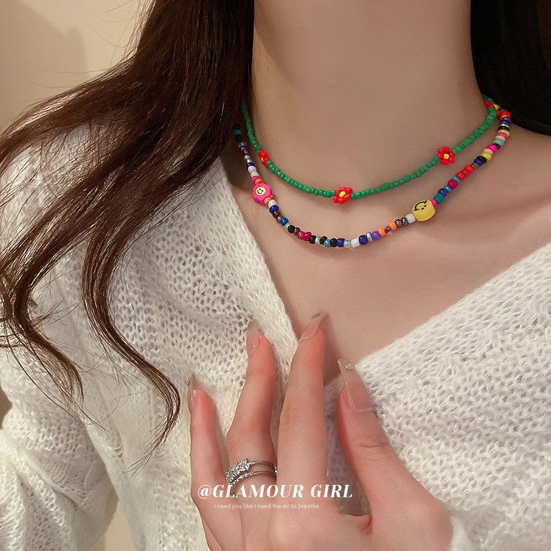 Women's Pearl Flower Beaded Fashion Design Creative Clavicle Necklaces