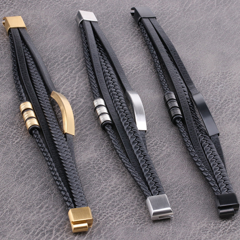 Einfache gewebte Armbänder aus strapazierfähigem Lederseil für Herren