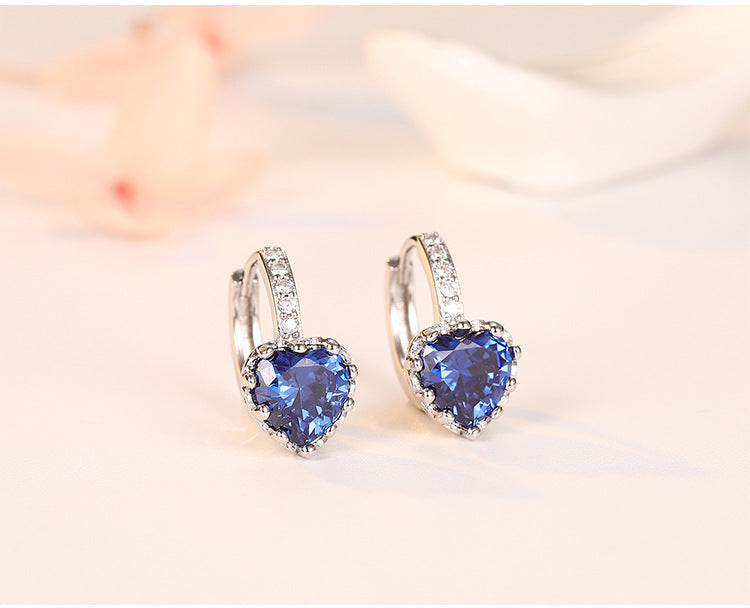 Women's Korean Style Stylish Colored Diamond Heart-shaped Rings