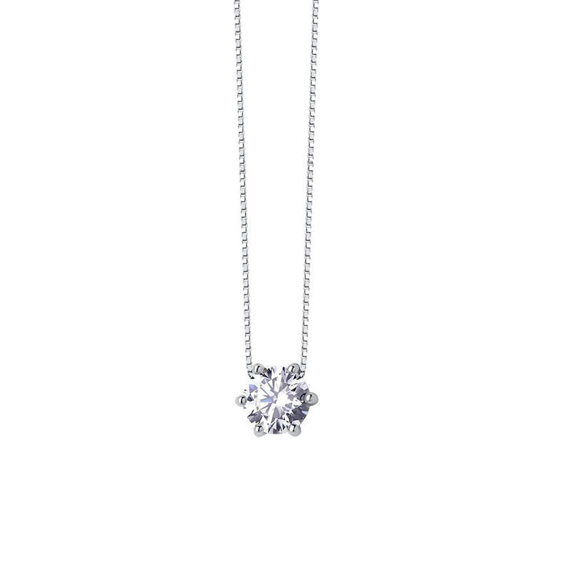 Colliers à diamant unique en argent sterling avec ornement solitaire pour femme