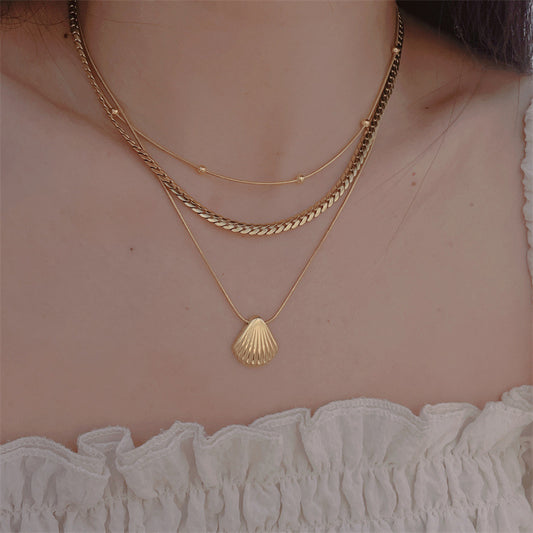 Women's Simple Gold Fan Shell Light Luxury Necklaces