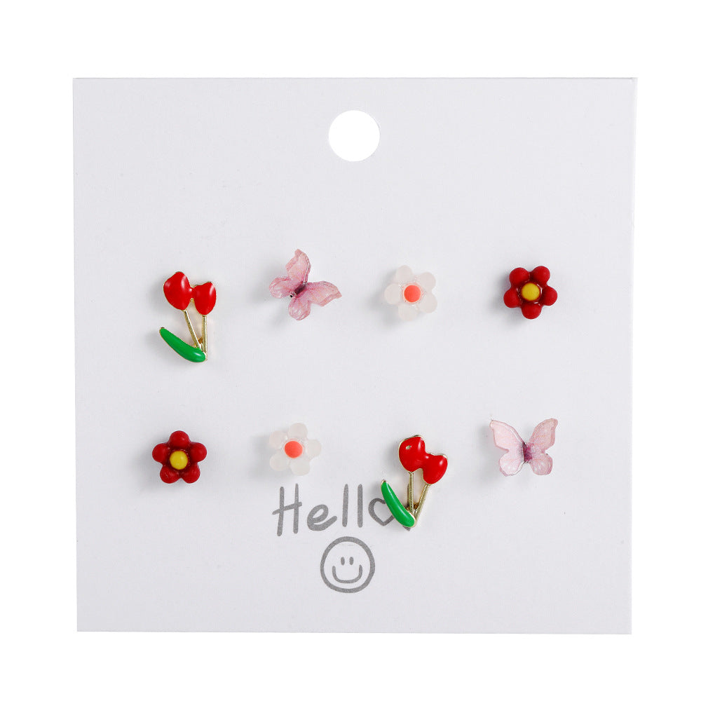 Women's Colorful Tulip Butterfly Suit Simple Personality Earrings