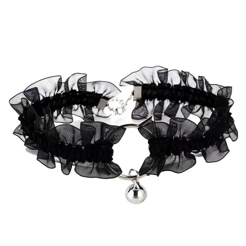 Collier Femme Cloche Chat Dentelle Décolleté Colliers