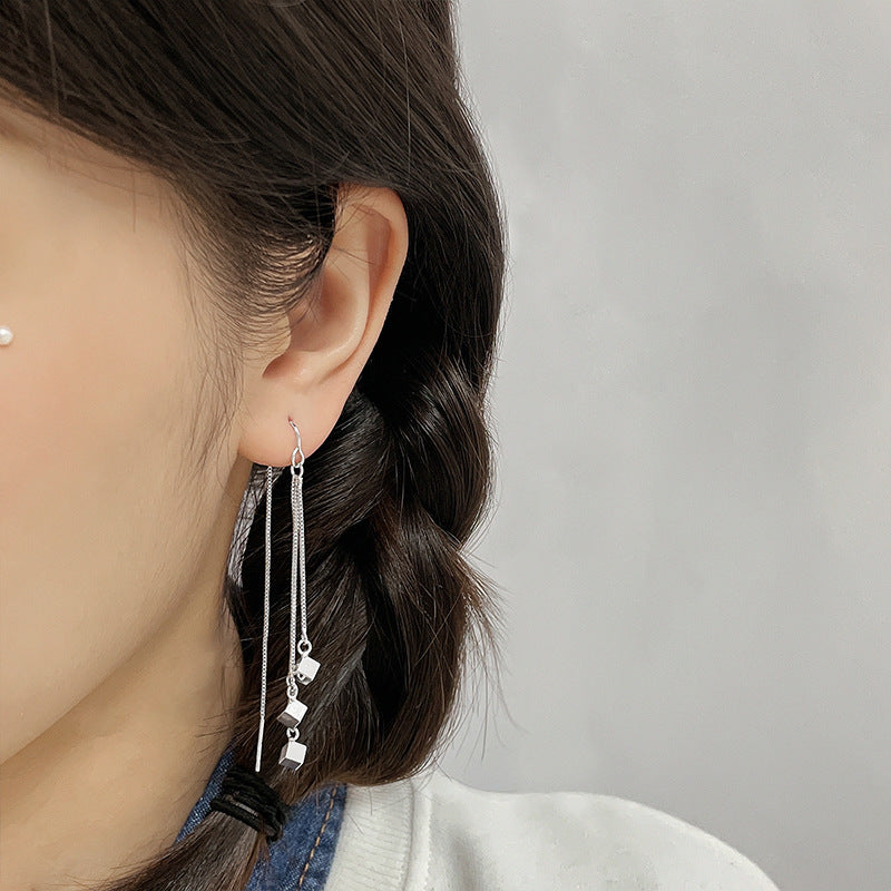 Women's Long Super Graceful Geometric Tassel Square Earrings