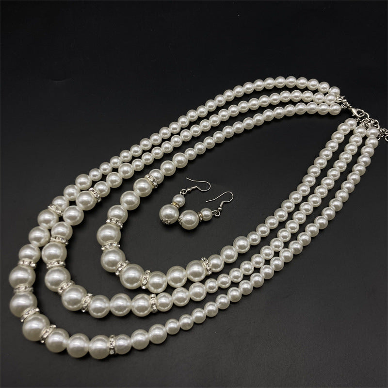 Imitation Pearl Set Of Ornaments Retro Necklaces