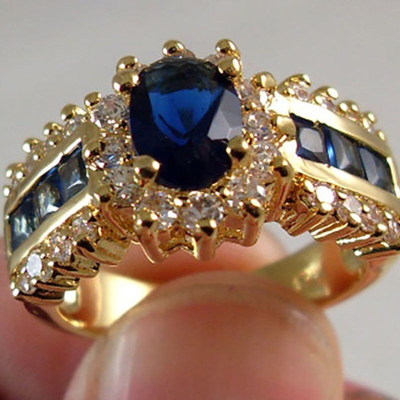 Women's & Men's & Inlaid Blue And Red Zircon Rings