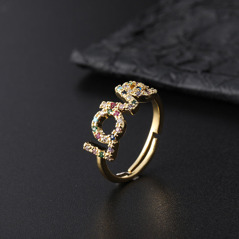 Adjustable Female Niche Advanced Gold-plated Zircon Rings